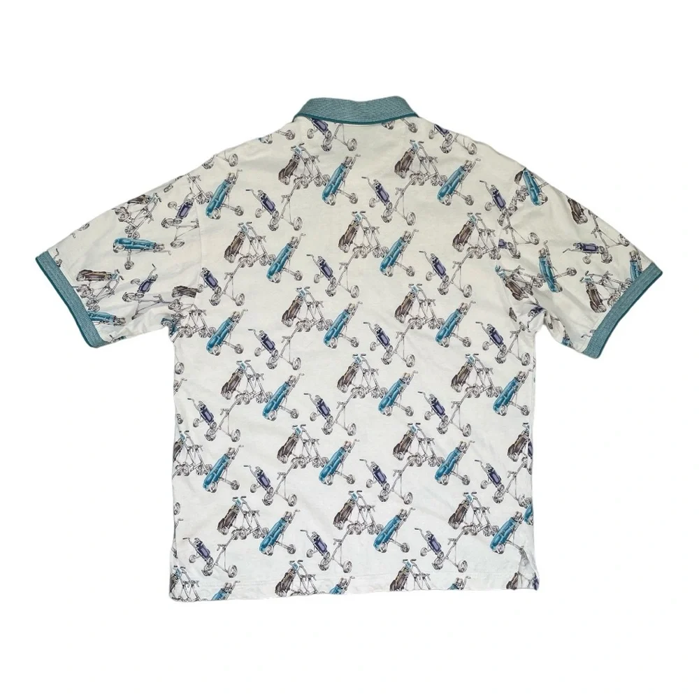 Dockers Golf Polo, White/ Aqua, Size Medium - Picture 2 of 6